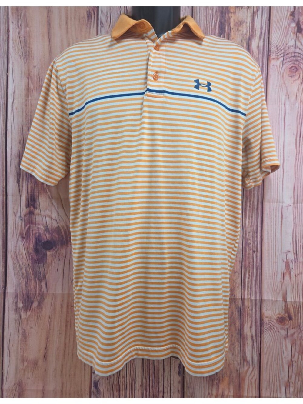 Under Armour Mens Playoff Orange Striped Polo Size Medium